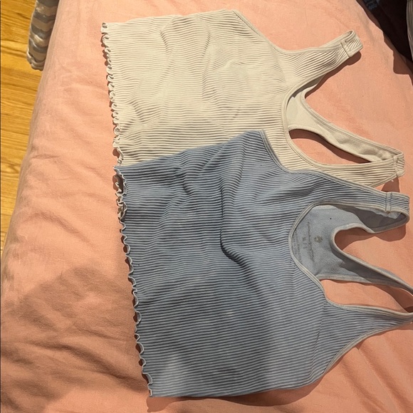 Spiritual Gangster Ribbed yoga bra/ tops with built in bra - Cream and blue. M/l - Picture 5 of 7